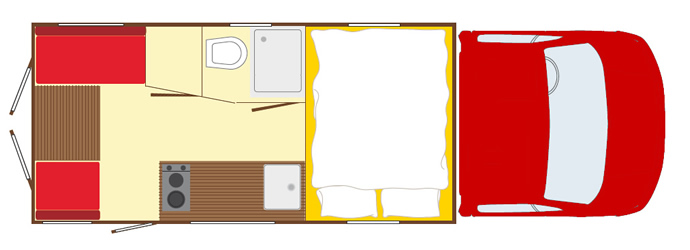 Plattegrond van de camper van Thuis op Wielen